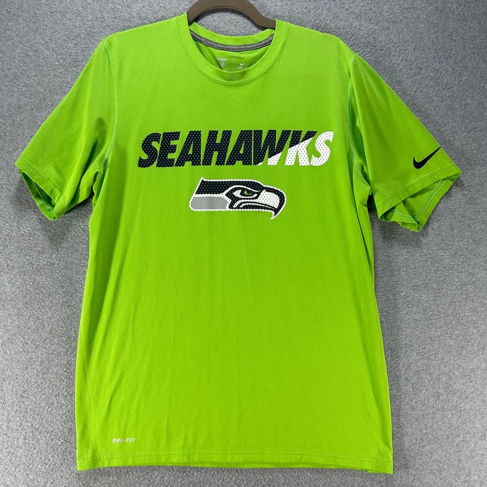 Nike T-Shirt NFL Training Seattle Seahawks Mens Medium Green Dri-FIT Sportswear - Picture 3 of 5